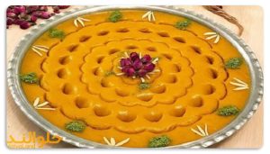 تزیین حلوا با گل محمدی