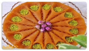 تزیین حلوا با سیخ کباب