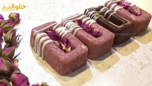 تزئین حلوا گل سرخ با قالب