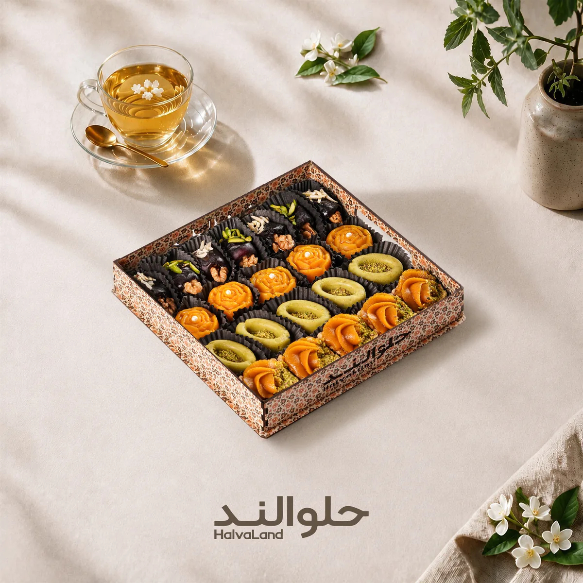 میکس حلوا خرما تالاری مربع انتخابی حلوالند