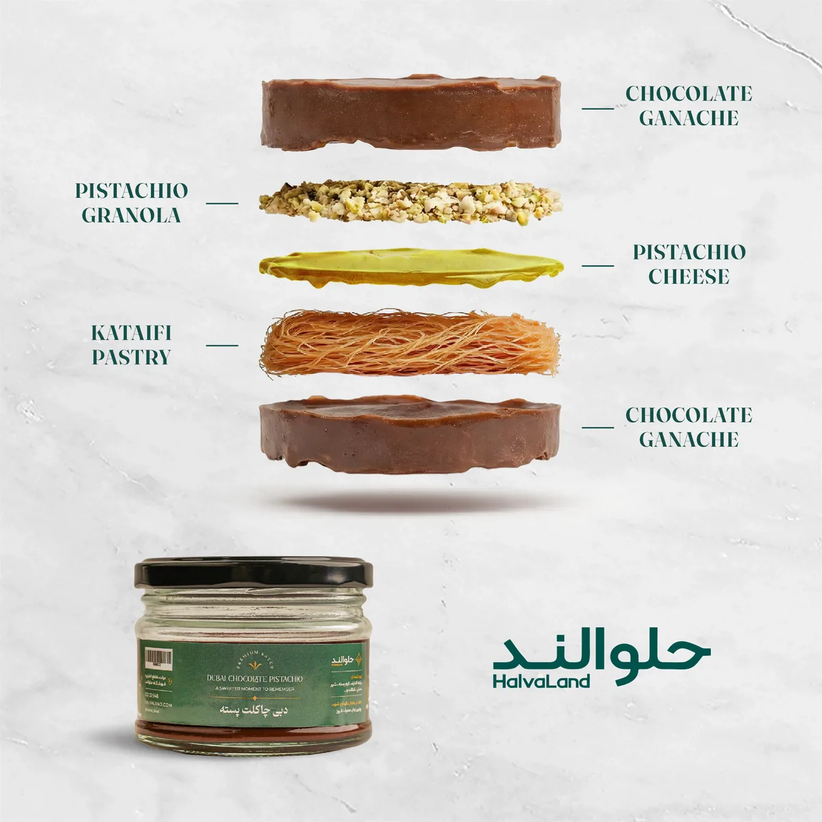 دسر دبی چاکلت پسته حلوالند